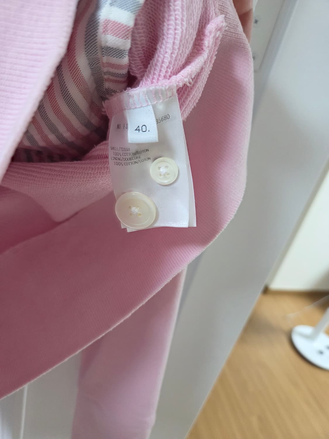 [Thom Browne] 톰브라운 면소재 핑크 가디건 M사이즈 상품이미지4