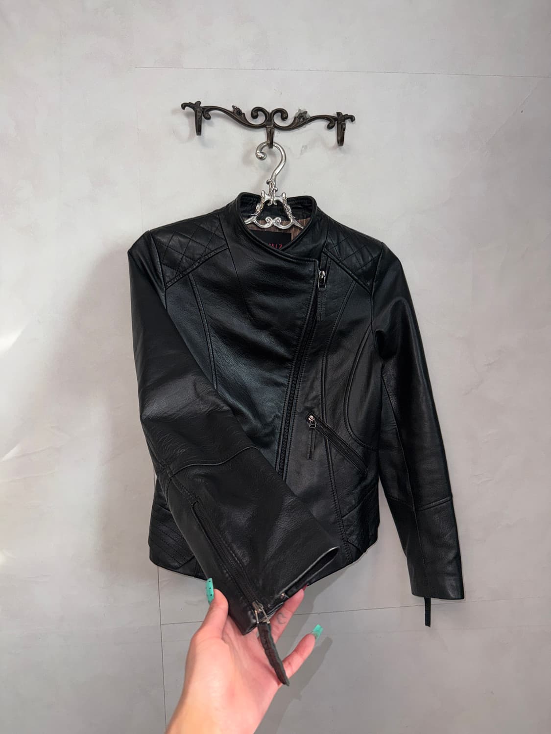 Black lamb skin zipper rider jacket  상품이미지2