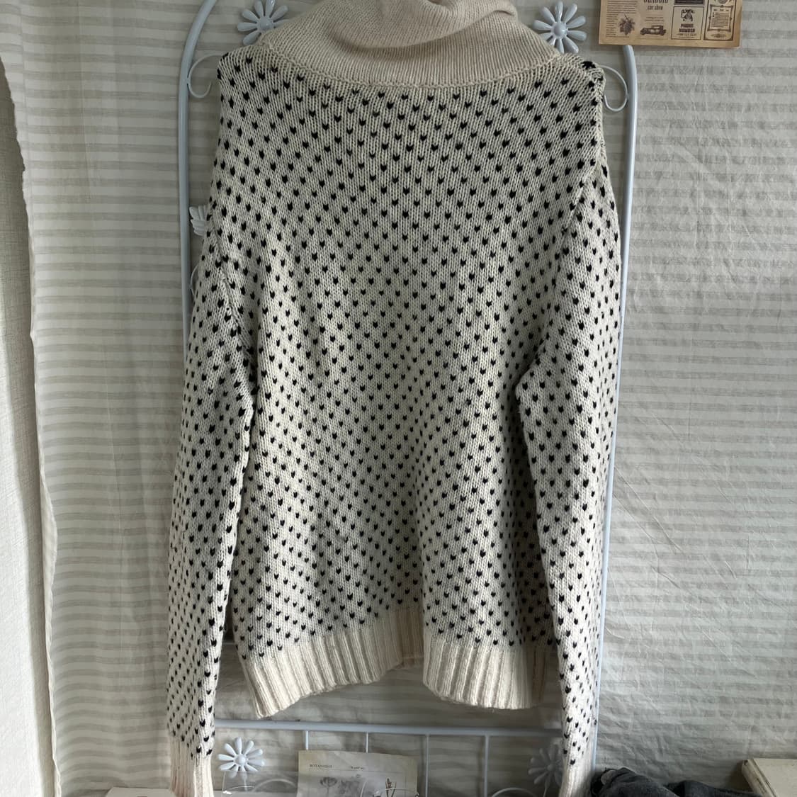 빈티지 아이보리 하트 목폴라 니트 921 y2k 스트릿 모리 갸루 일본빈 상품이미지2