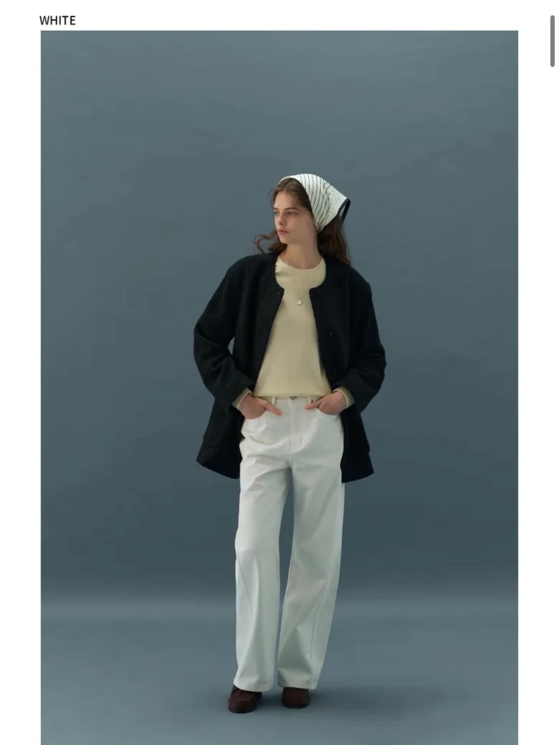 (새상품)(S) 드로우핏 우먼 커브드 와이드 핏 데님 팬츠 WHITE 상품이미지2