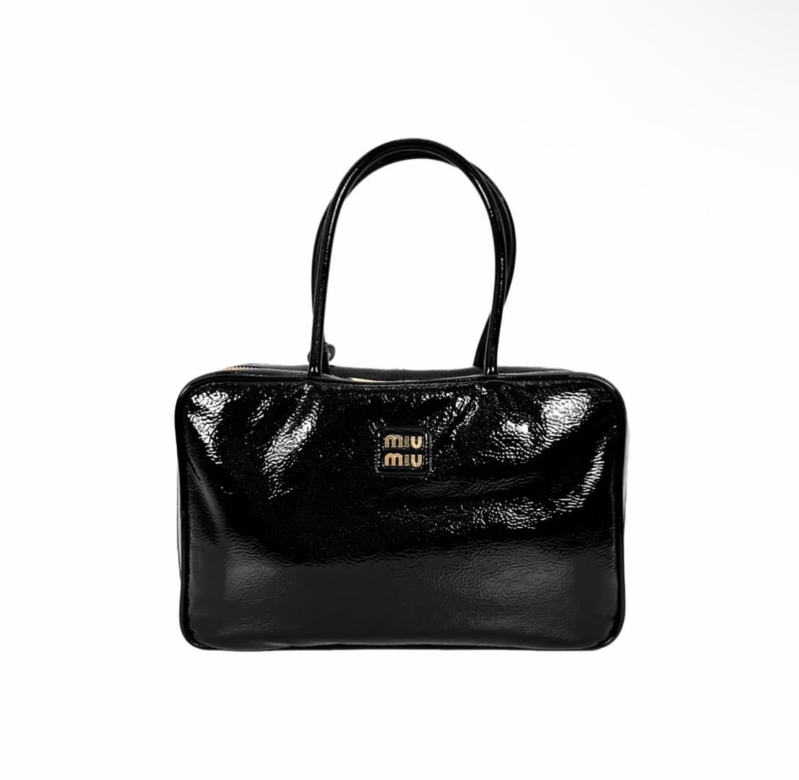 [OS] 미우미우 여성 나플락 페이턴트 레더 보 백 토트백 금장 블랙 상품이미지1
