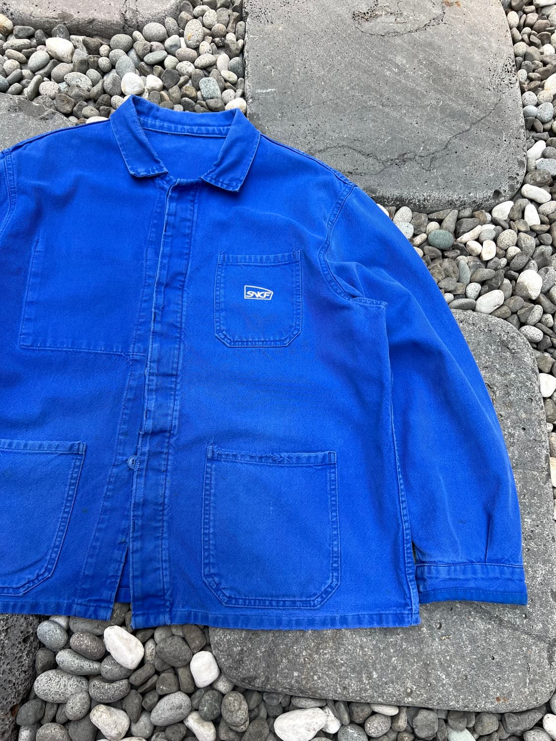 OLD VINTAGE WASHING BLUE SNCF 프렌치워크자켓 상품이미지4