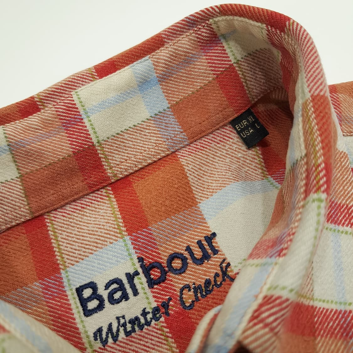 CN927 L 바버 윈터 체크 오렌지 플란넬 긴팔 셔츠 남방 상품이미지4