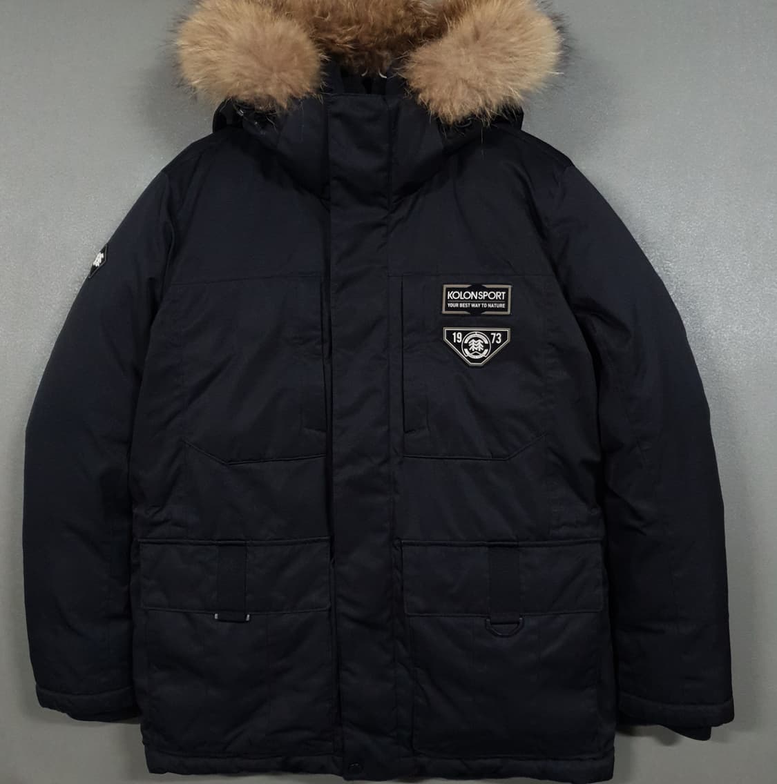 실측 L (100) 코오롱스포츠 포켓 라쿤퍼 스마터 덕다운 패딩 점퍼 상품이미지1