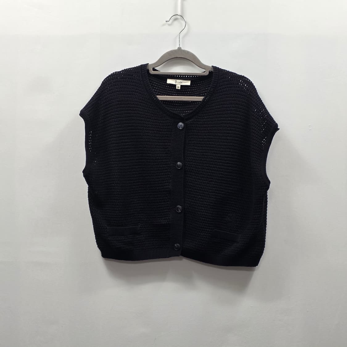 0808 g studio 블랙 니트 조끼 가디건 88 루즈핏 베스트 상품이미지1