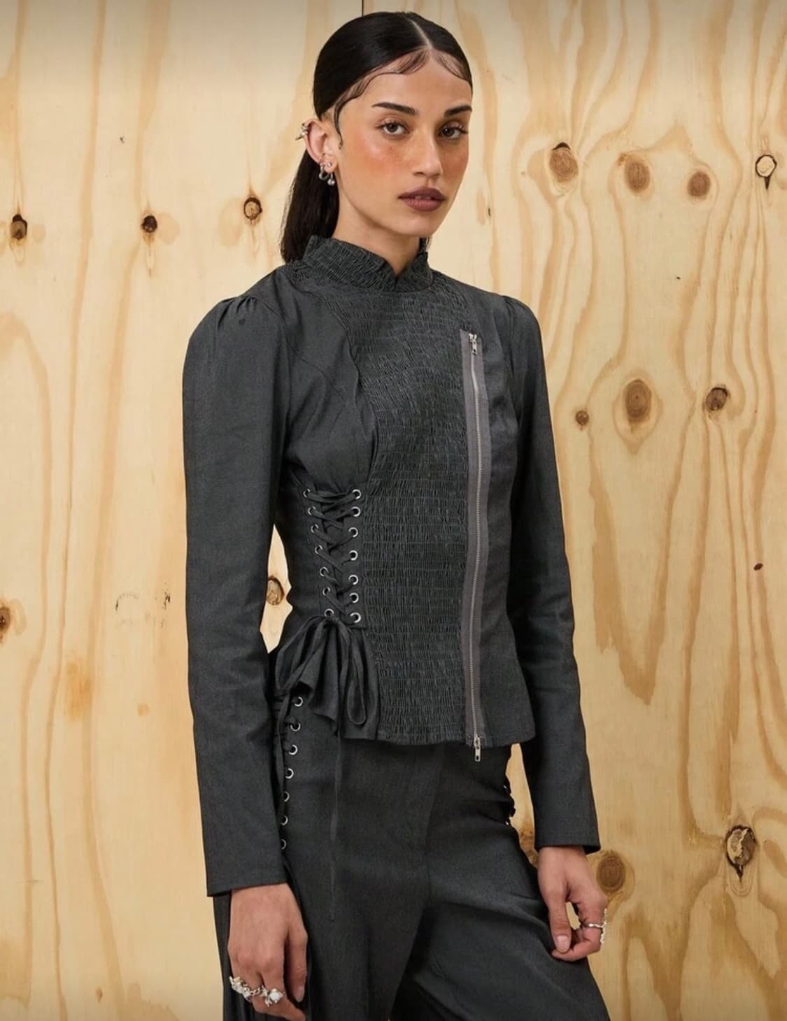 사선 지퍼 코르셋 탑  상품이미지2