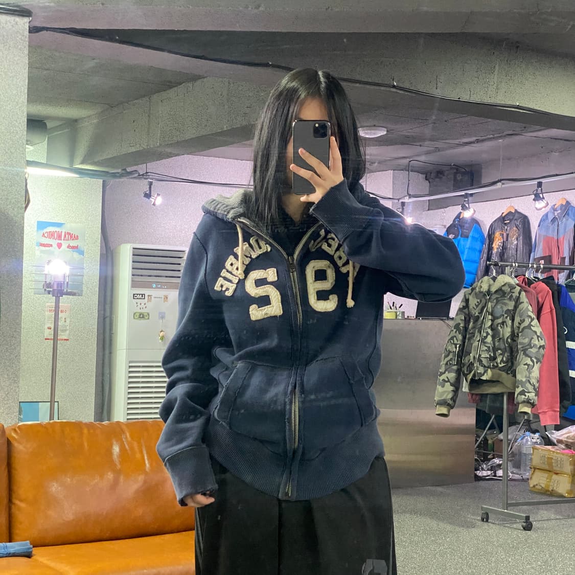 아베크롬비 자수 빅로고 네이비 후드 집업B2885 상품이미지1