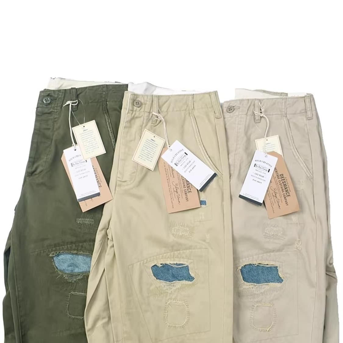 ️️️♦️ COZY / 러기드 코튼 패치워크 빈티지 치노 와이드 팬츠 상품이미지2