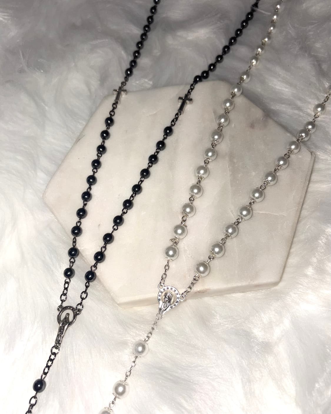 원석 진주 십자가 롱 레이어드 일본 고딕 펑크 갸루 st 목걸이 상품이미지2