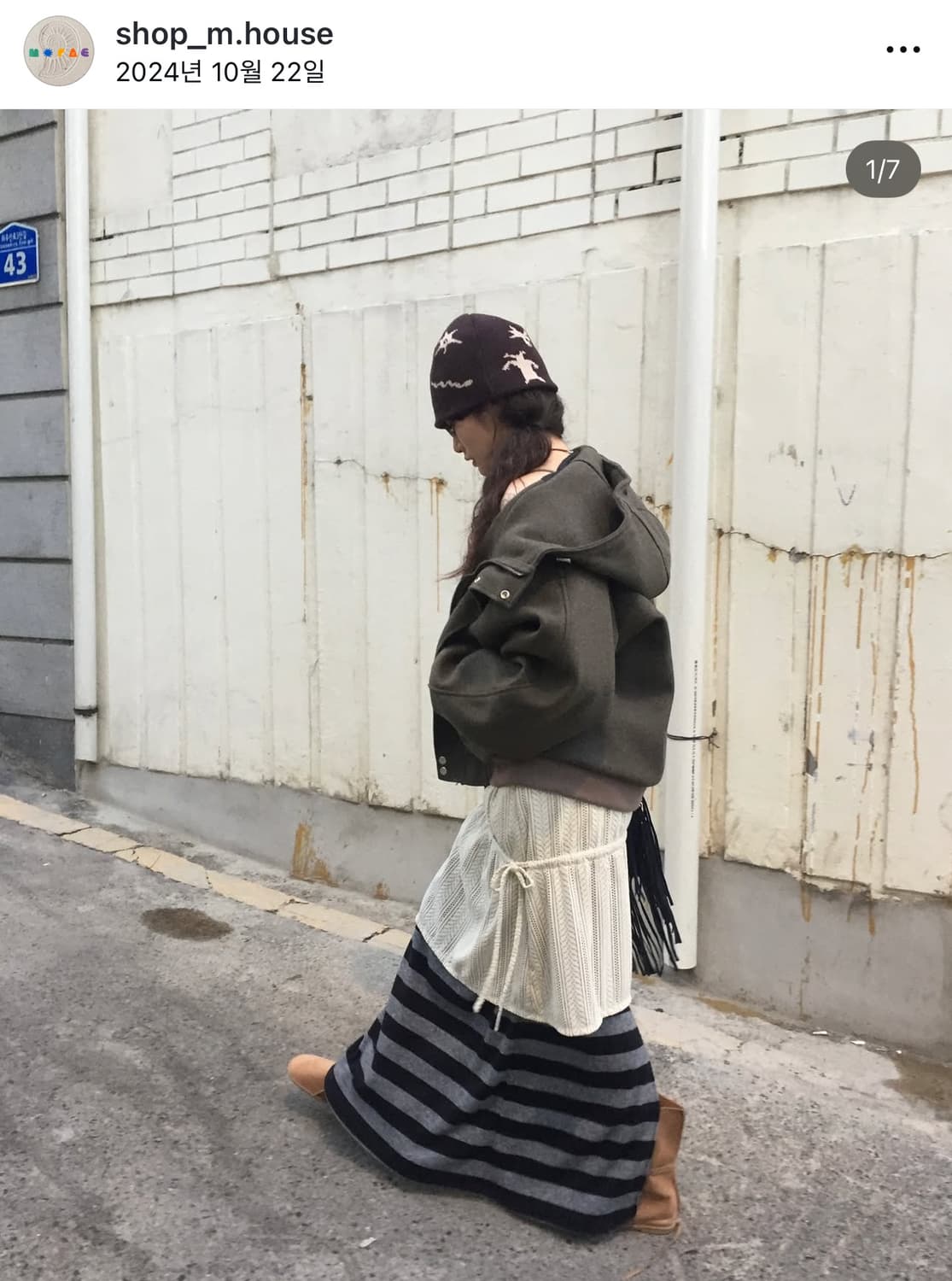 모래하우스 울 워머 후드 누빔 블루종 점퍼 하프코트 빈티지 상품이미지1