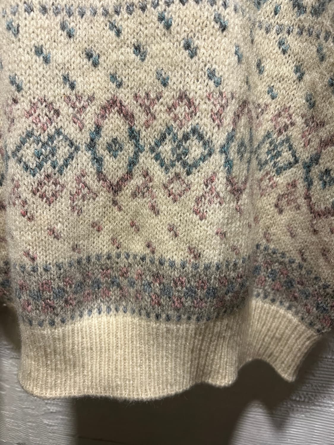 [L]80's 에디바우어 Made in USA 노르딕패턴 화이트 울 니트 상품이미지4