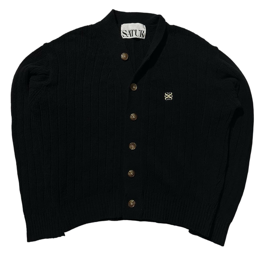 세터 파로 오버 부클 니트 가디건 블랙 상품이미지3