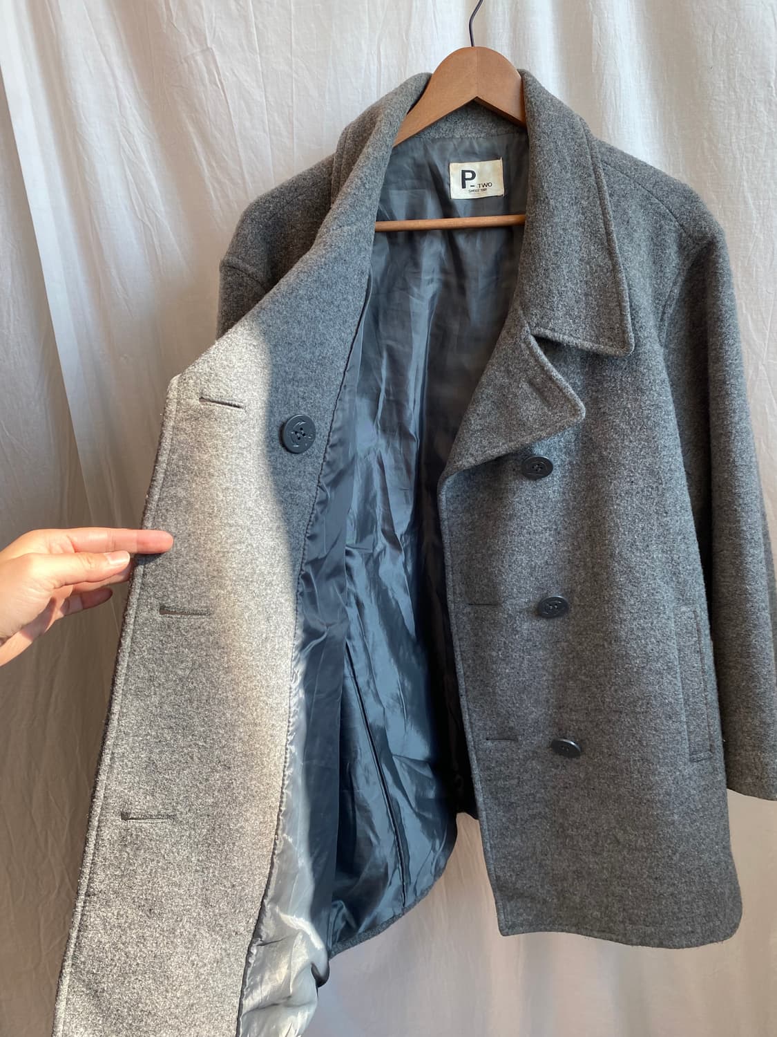 그레이 울믹스 오버핏 피코트(L)그레이 울믹스 오버핏 피코트(L) 상품이미지7