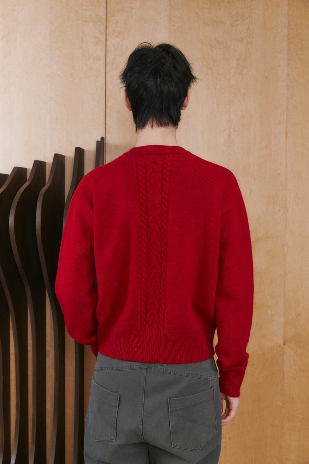 웨이비니스 레드 브이넥 니트 상품이미지2