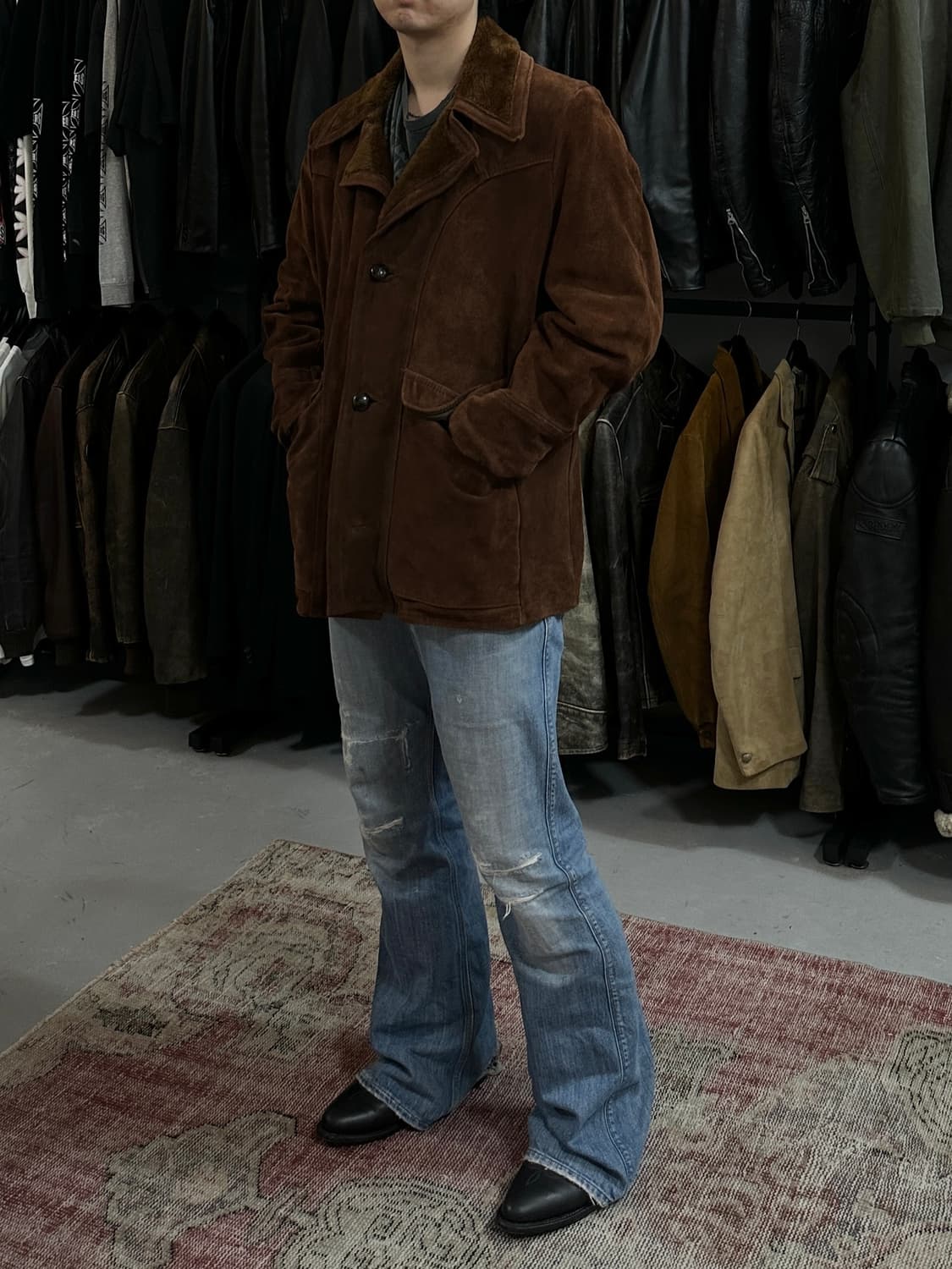 80's 빈티지 Sears 시어스 시어링 레더 스웨이드 코트 상품이미지10