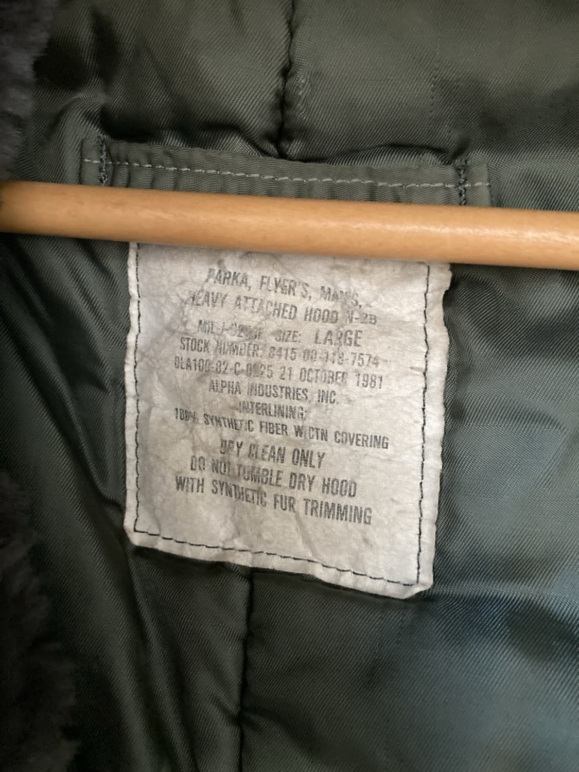 80s 알파 인더스트리 N-2B 플라이트 자켓 상품이미지4