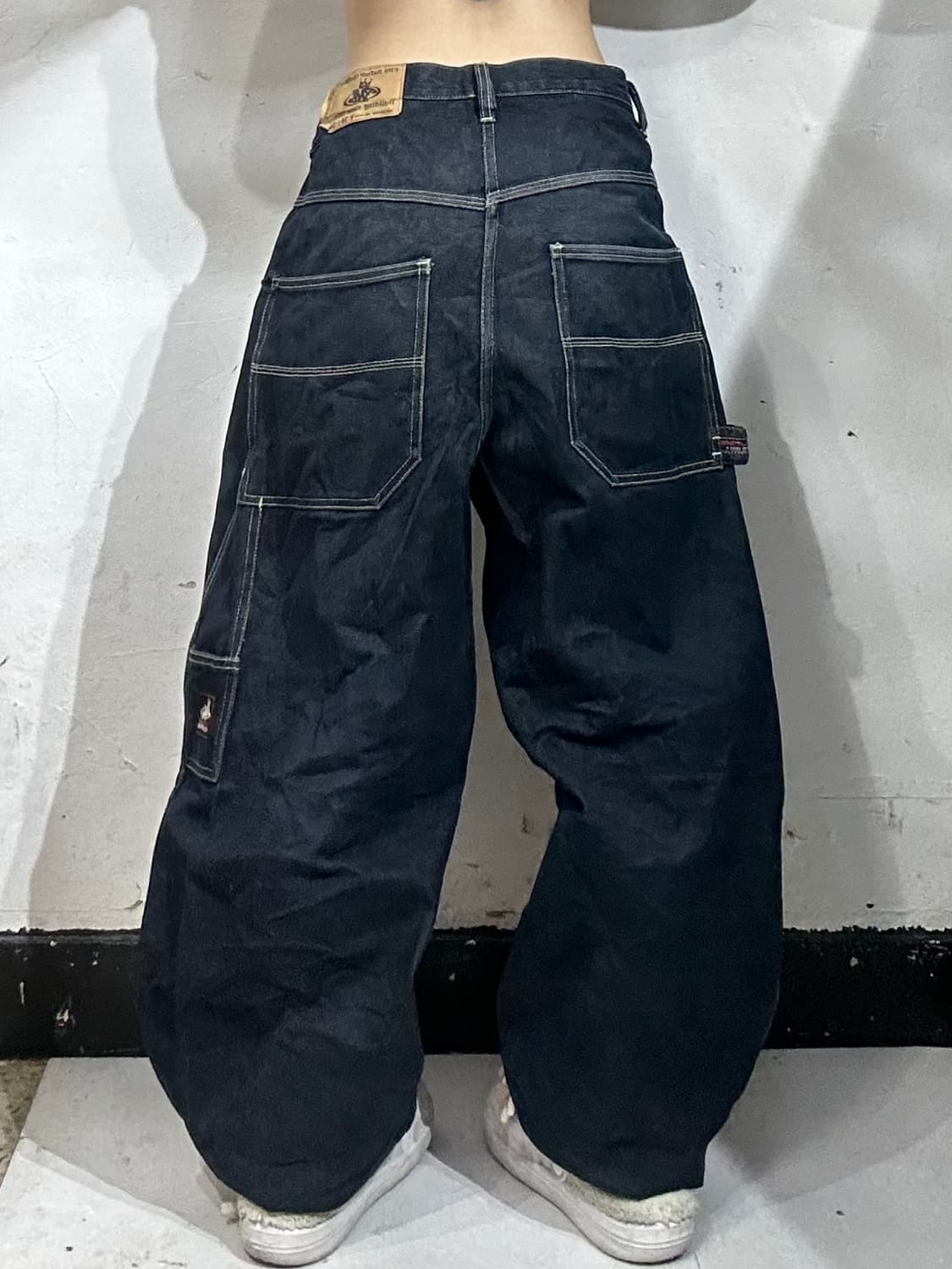 90s 빈티지 진청 힙합 올드스쿨 대대장 와이드 카펜터 데님 청바지 36 상품이미지3