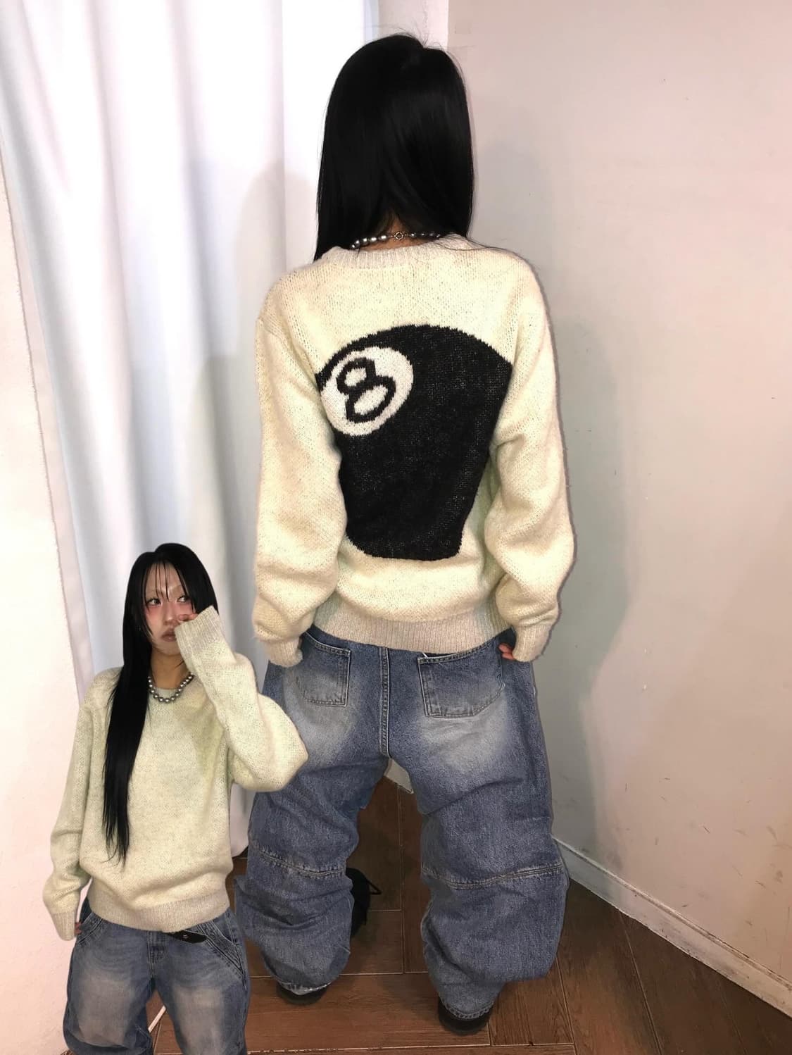 스투시 8볼 헤비 브러쉬드 모헤어 스웨터 - 크림 ( 레어 )  상품이미지1