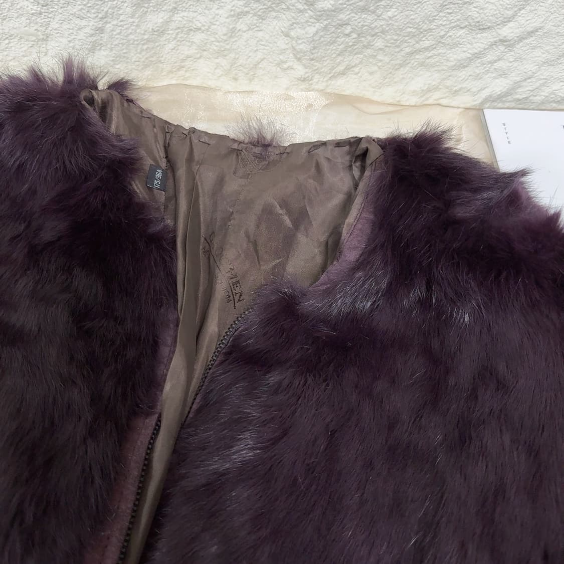 빈티지 다크 퍼플 토끼털 되지가죽자켓 상품이미지4