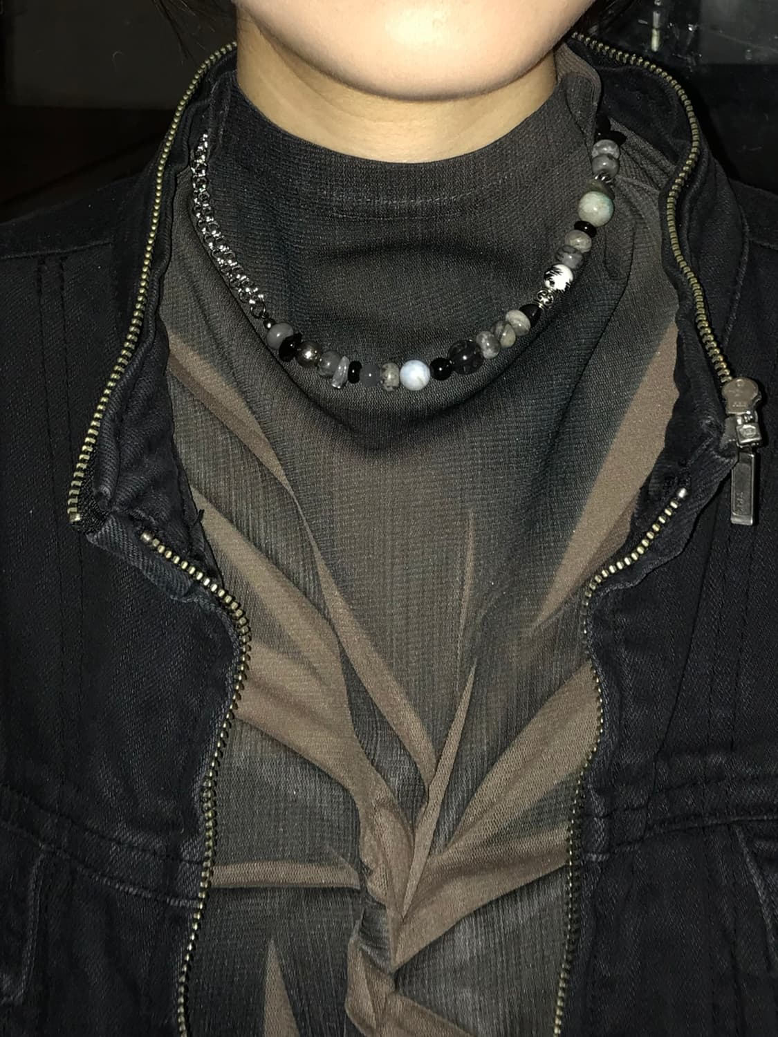 Half stone chain necklace🪨 상품이미지2