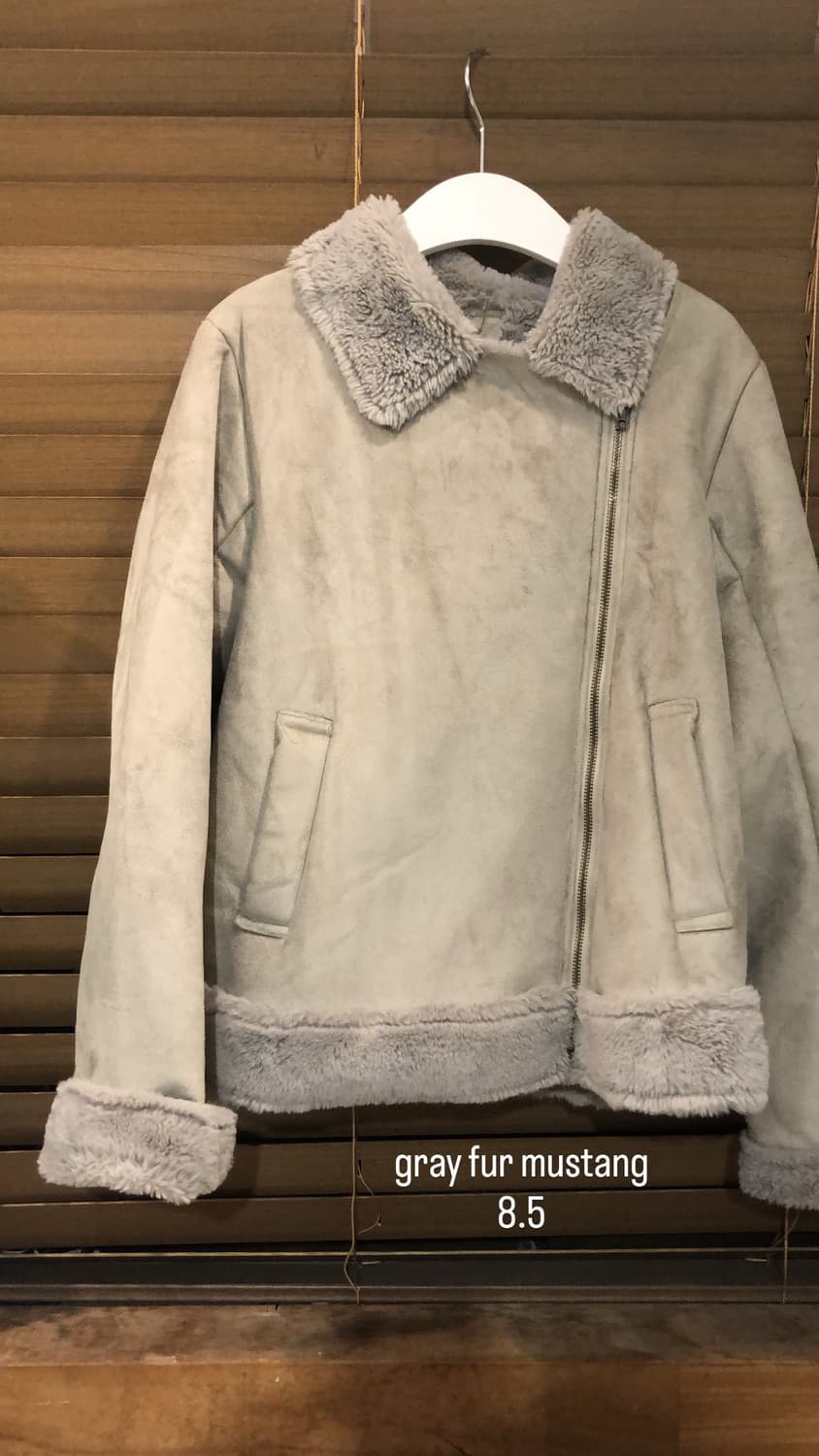 그레이 퍼 무스탕 스웨이드 자켓 상품이미지1