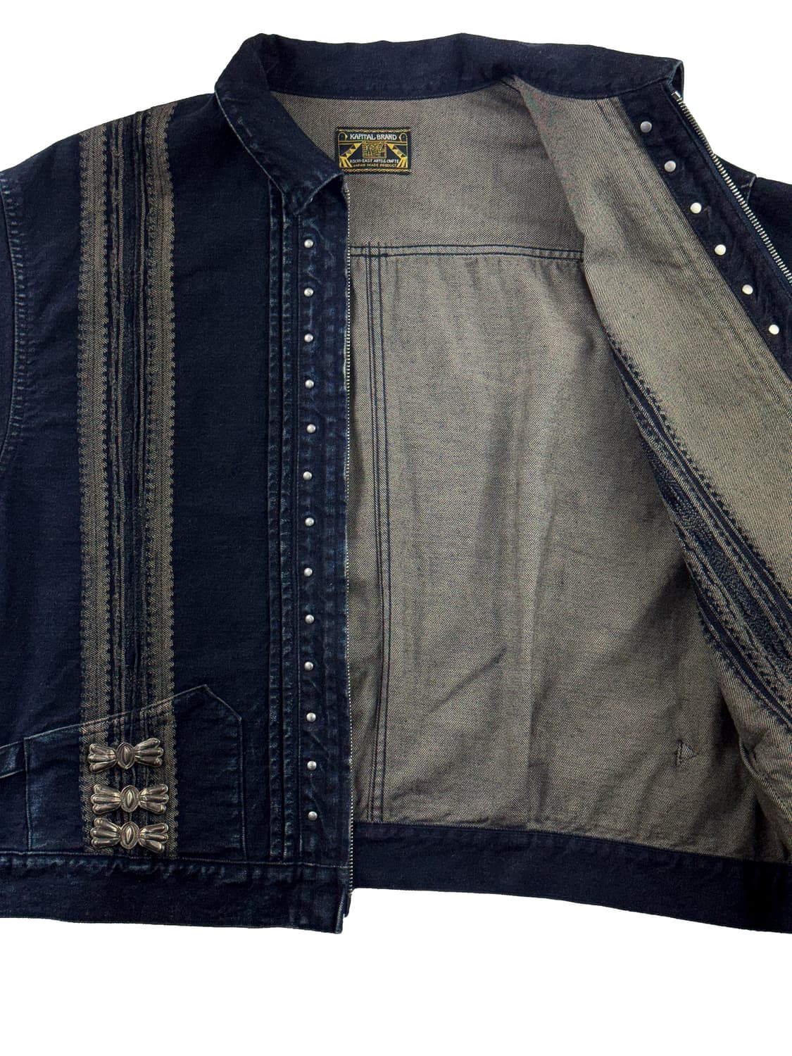 캐피탈 12온즈 야가수리 자카드 데님 치마요 드리즐러 자켓 인디고 상품이미지6