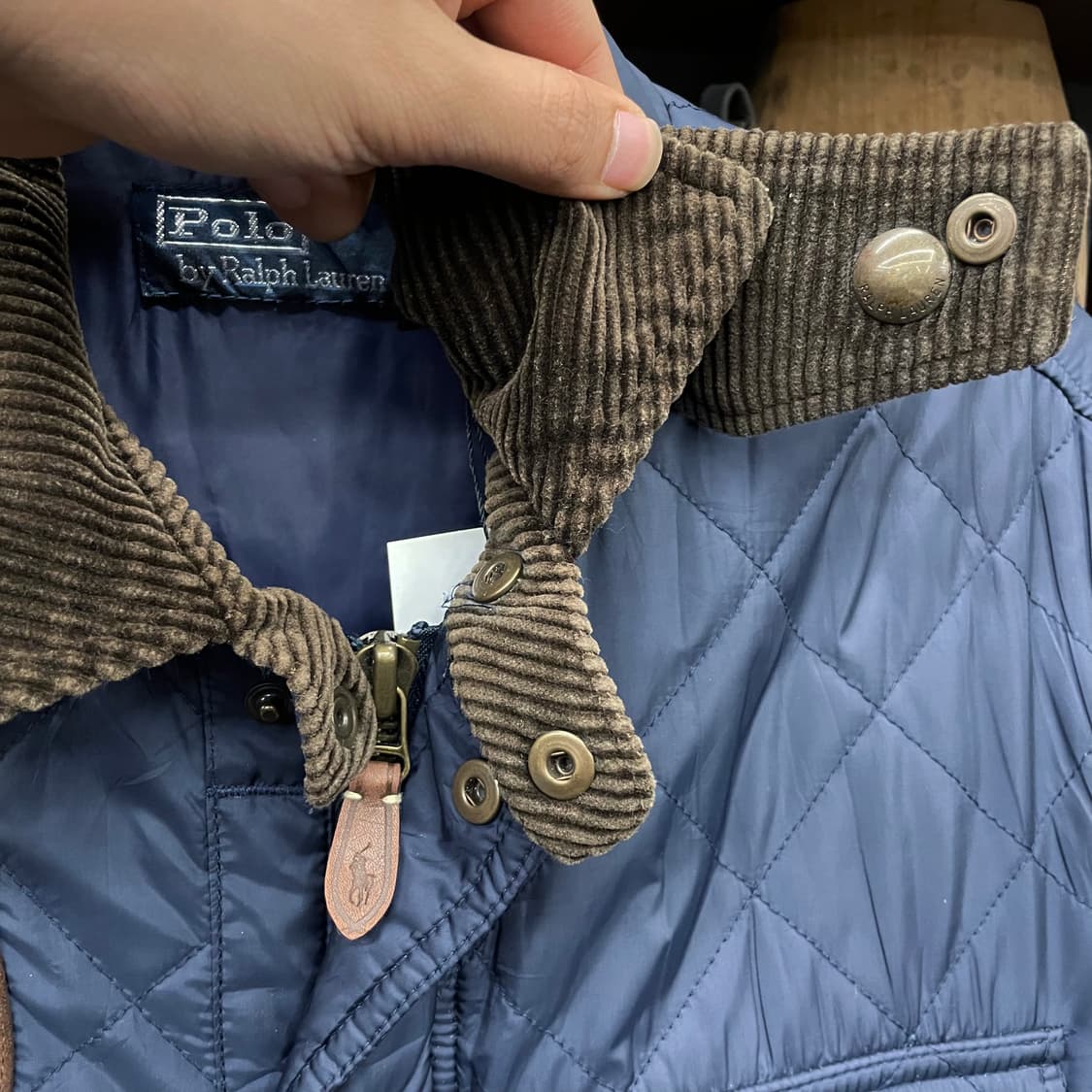 폴로 랄프로렌 버클 넥 스웨이드 패치 코듀로이 넥 퀼팅 헌팅 자켓 상품이미지5