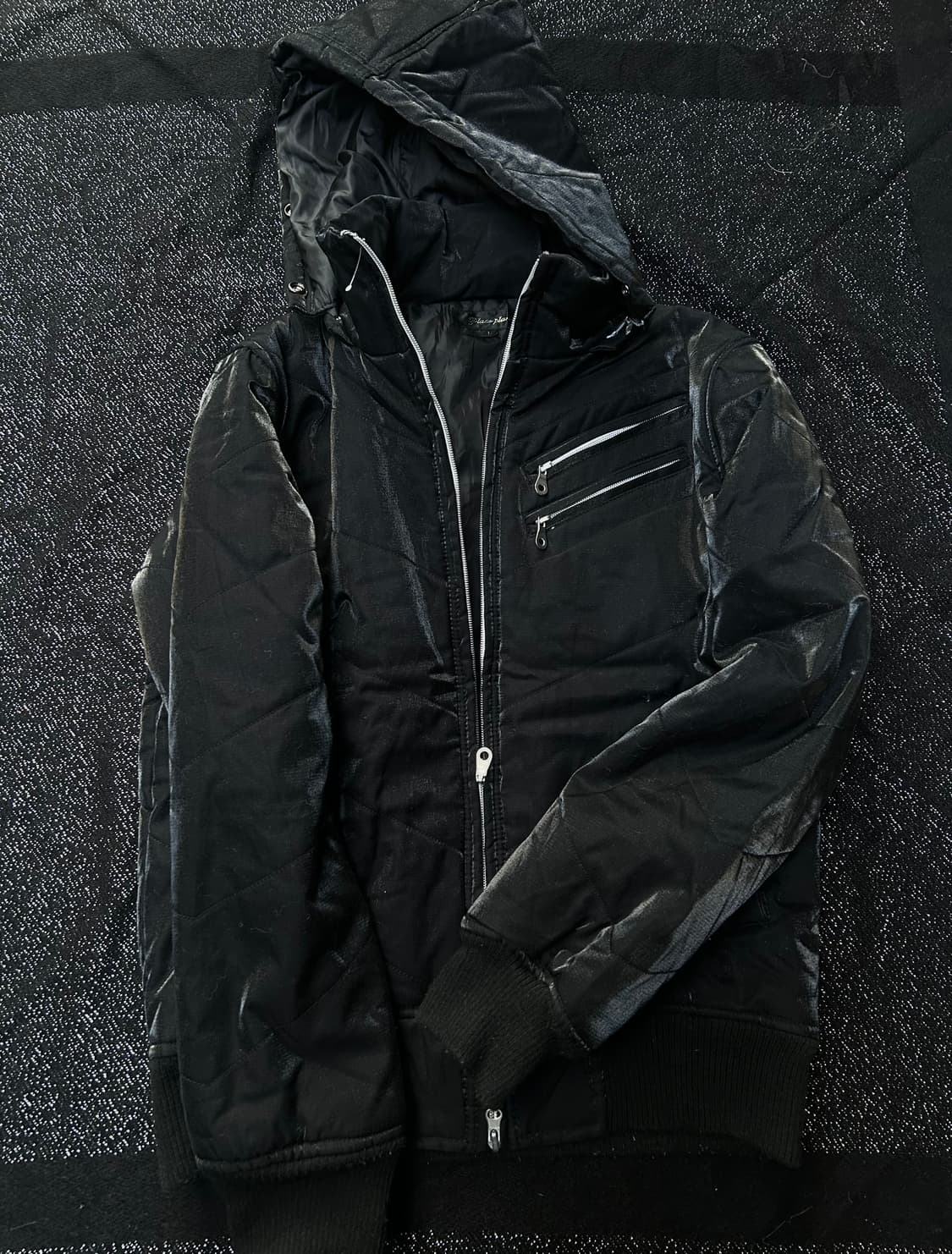 *rare* 2000s V-kei 락시크 지퍼 블랙 패딩자켓  상품이미지1