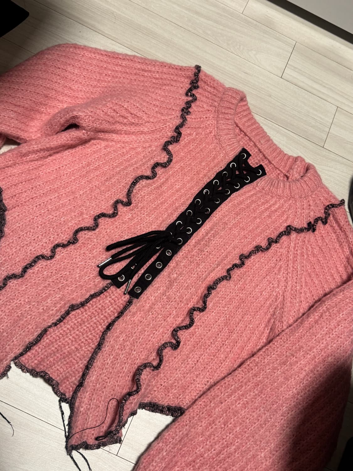 더미스테리어스호텔 빈티지 핑크 니트세트 바라클라바세트 상품이미지2