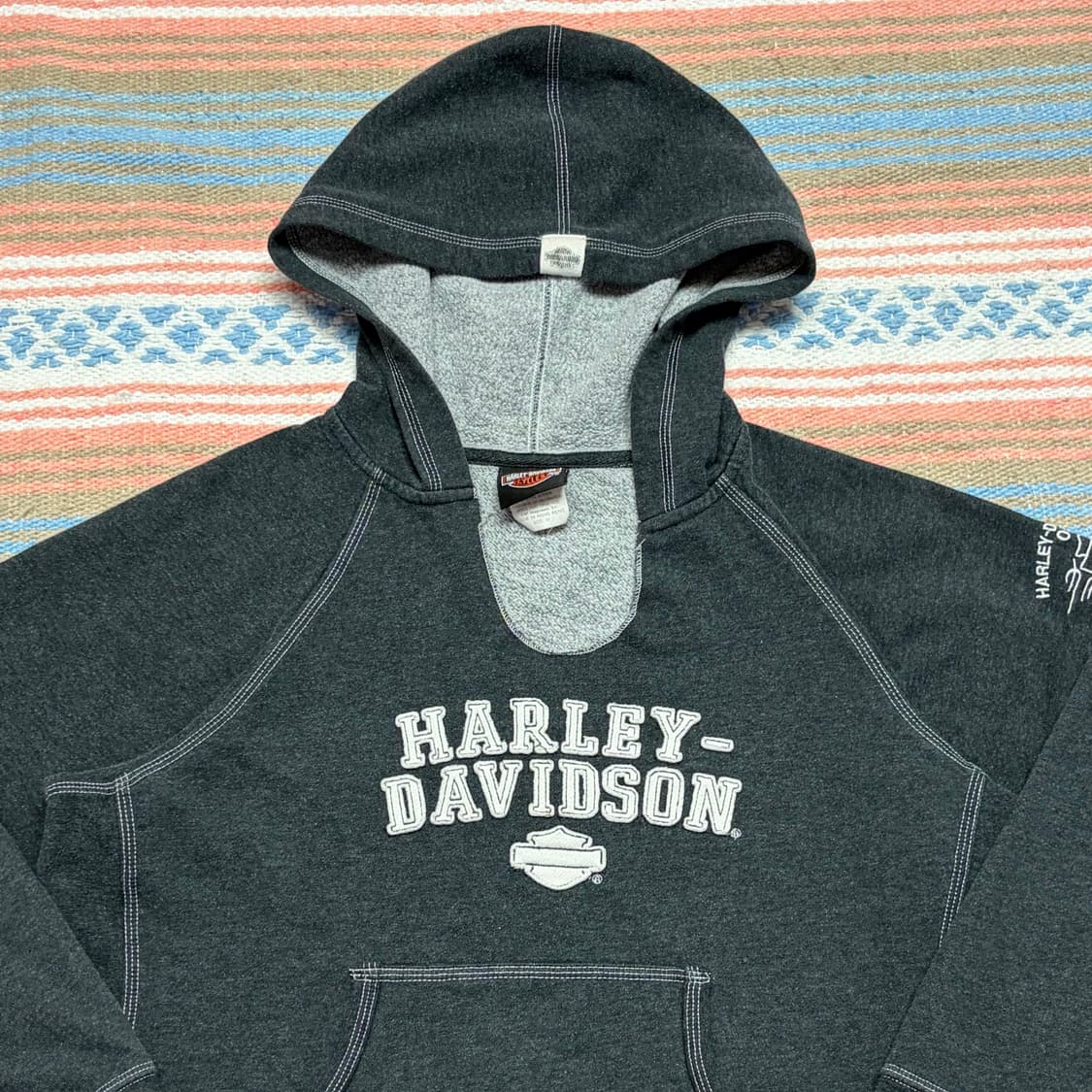 00s 미국 빈티지 할리데이비슨 빅로고 후드티 후드집업 상품이미지4