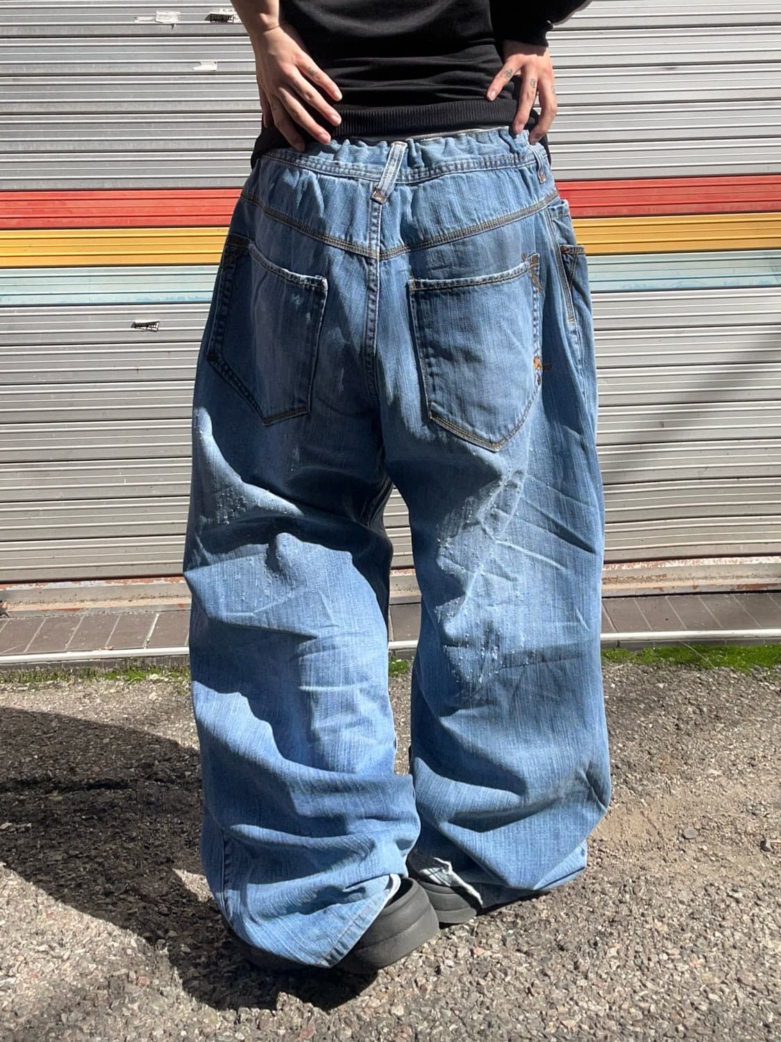 90s ROCA WEAR 워싱 데님 와이드팬츠 상품이미지2