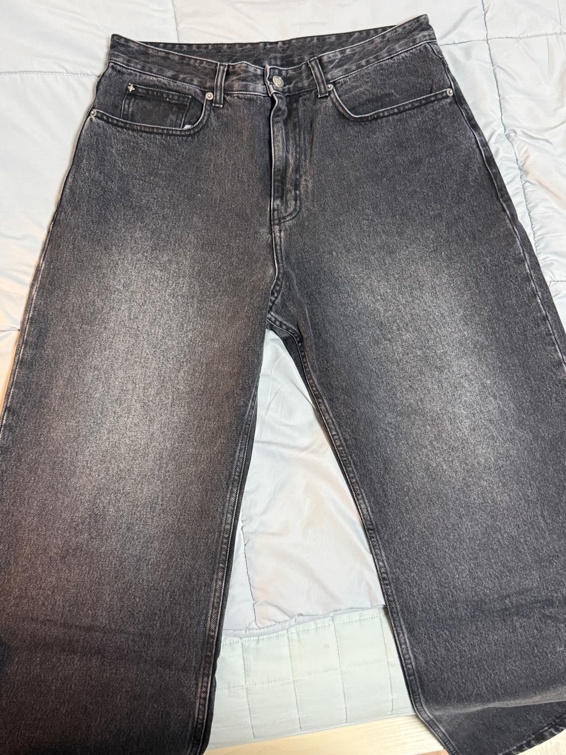 벨리에 트루 와이드 데님 워시드 블랙/32 상품이미지3