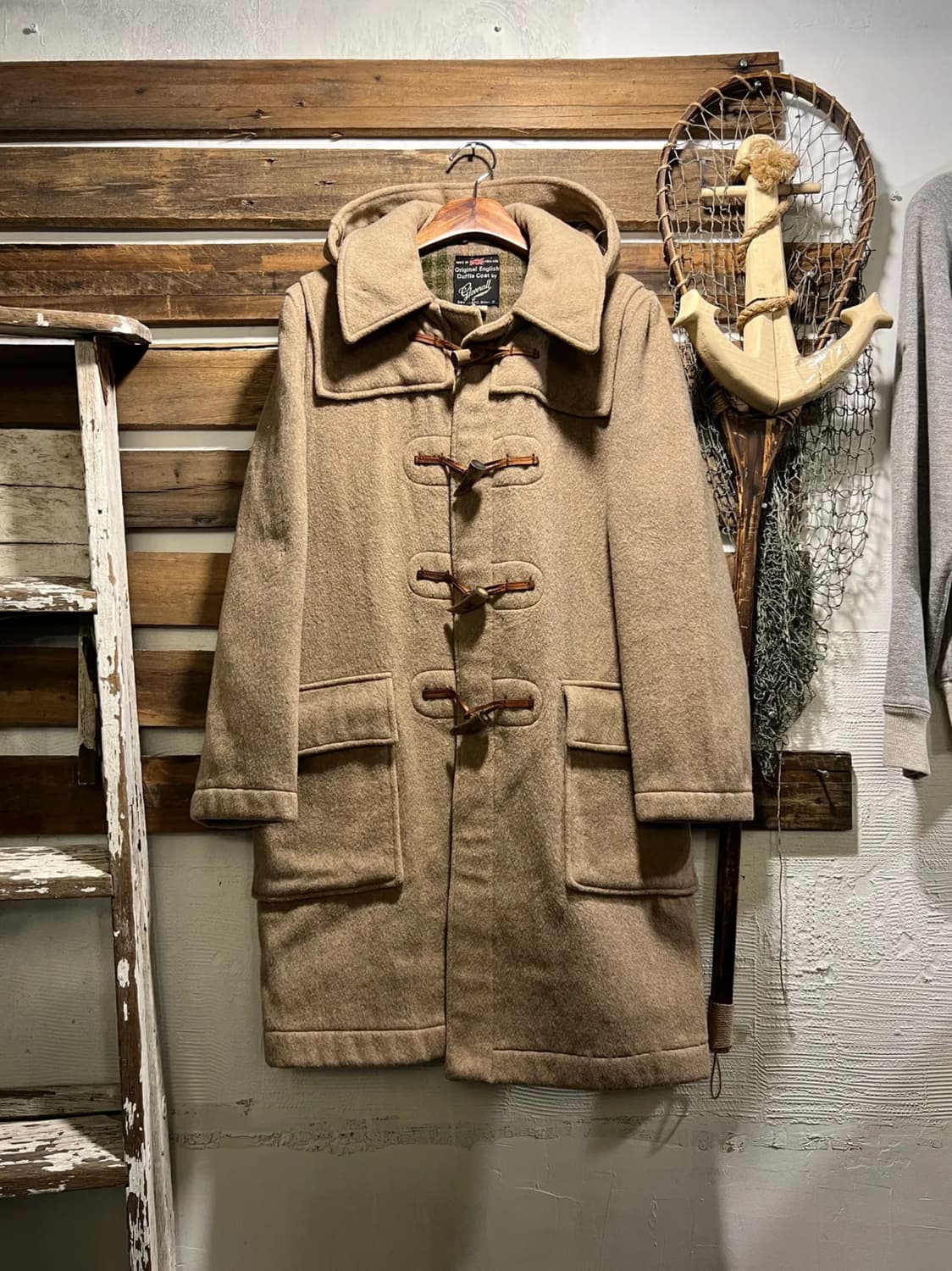 [S]90's Gloverall 글로버올 우먼스 베이지 울 더플 코트 상품이미지1