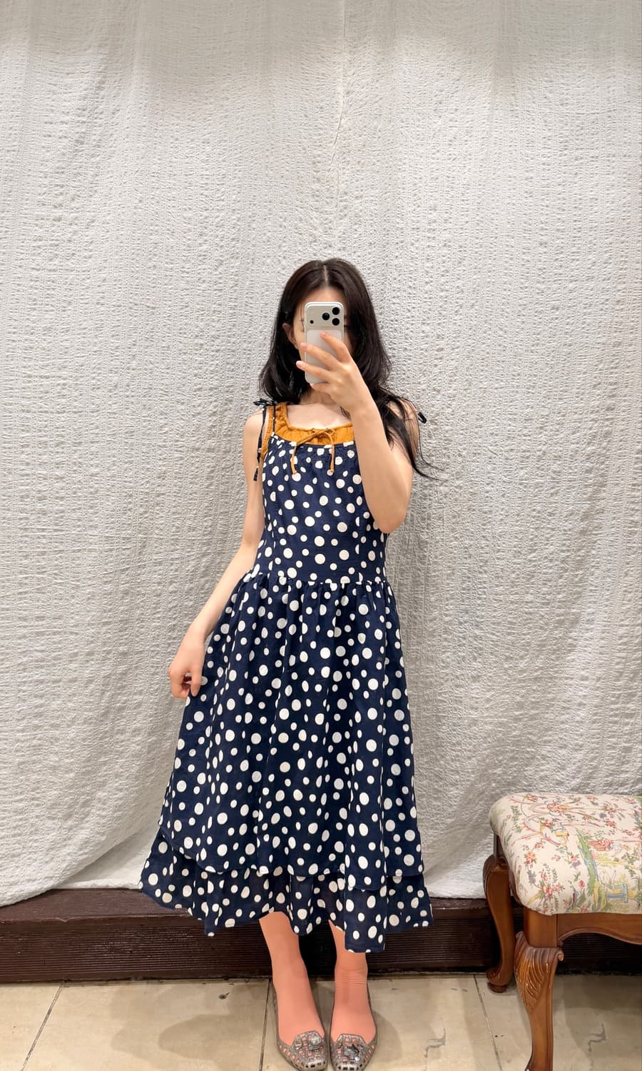 navy polka flare ops 상품이미지4