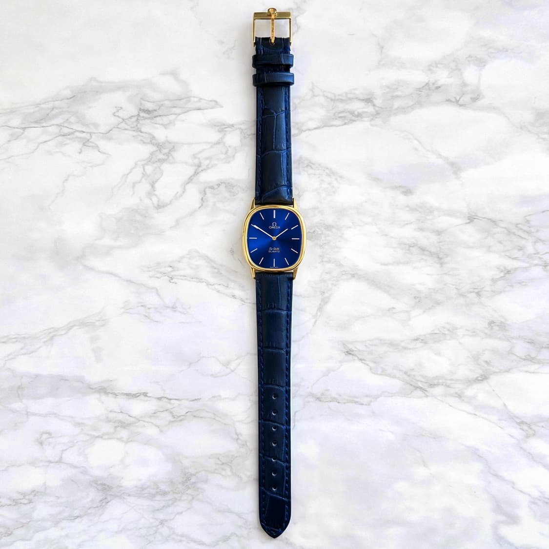 정품 오메가 엘립스 드빌 쿼츠 청판 금장 빈티지 시계 상품이미지9