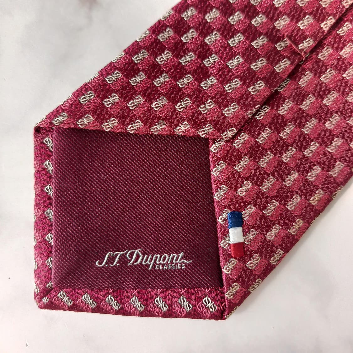 에스.티. 듀퐁 실크 레드 로고 패턴 넥타이 8cm A+등급 E824
 상품이미지8