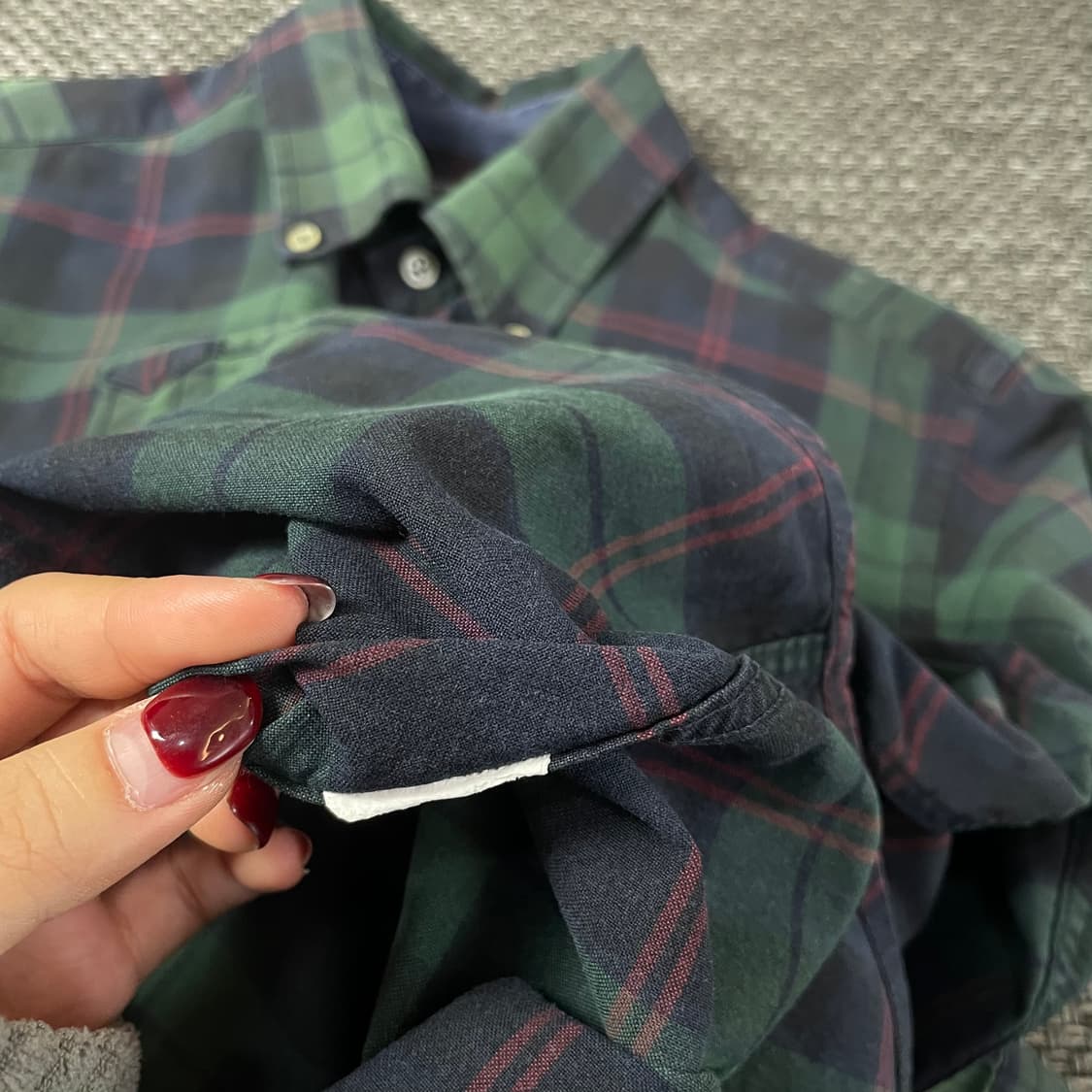 티니위니 그린 로고 자수 체크 긴팔 셔츠 M 상품이미지5
