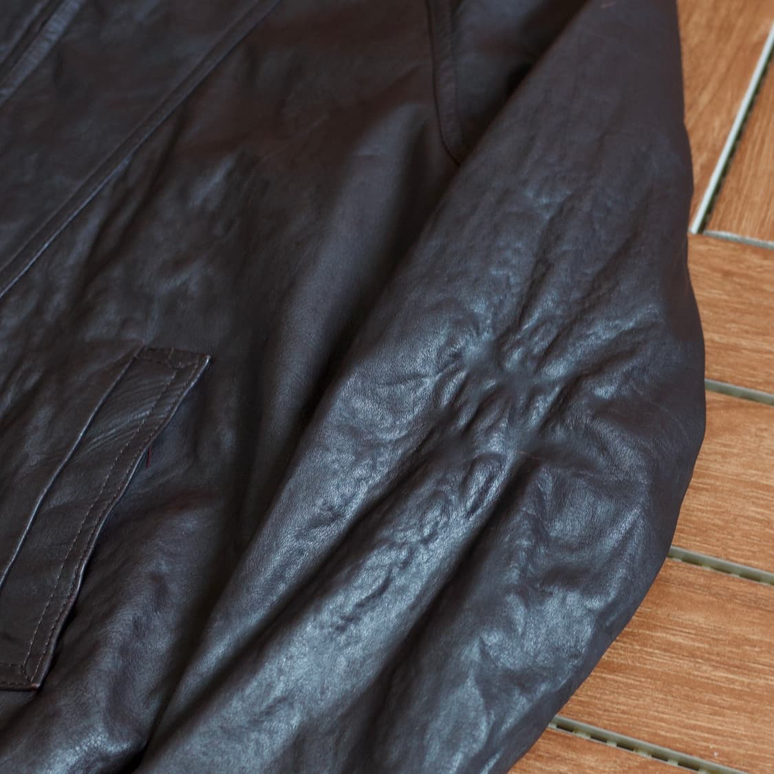 90‘s Deluxe skin wear leather jacket 상품이미지5