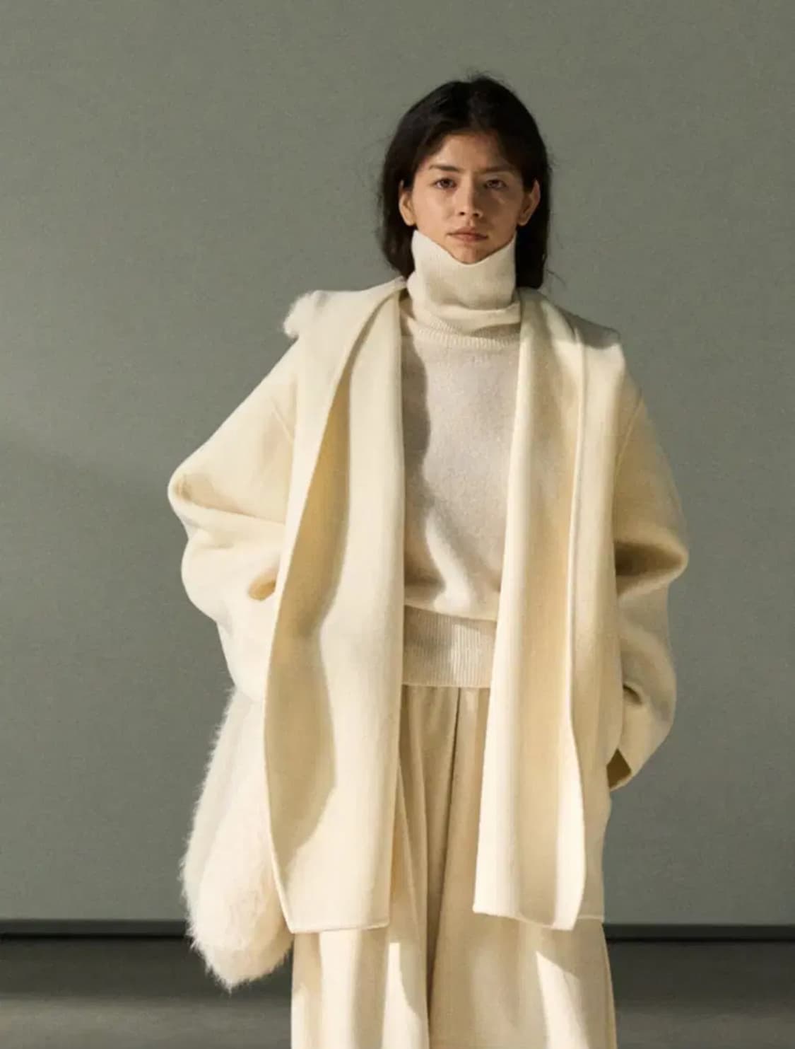 핸드메이드 프리미엄 후드 코트 (아이보리) 상품이미지1