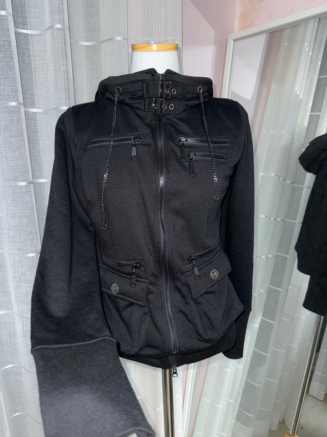 세실맥비 넥버클 하이넥 y2k 투웨이 자켓 후드집업 상품이미지2