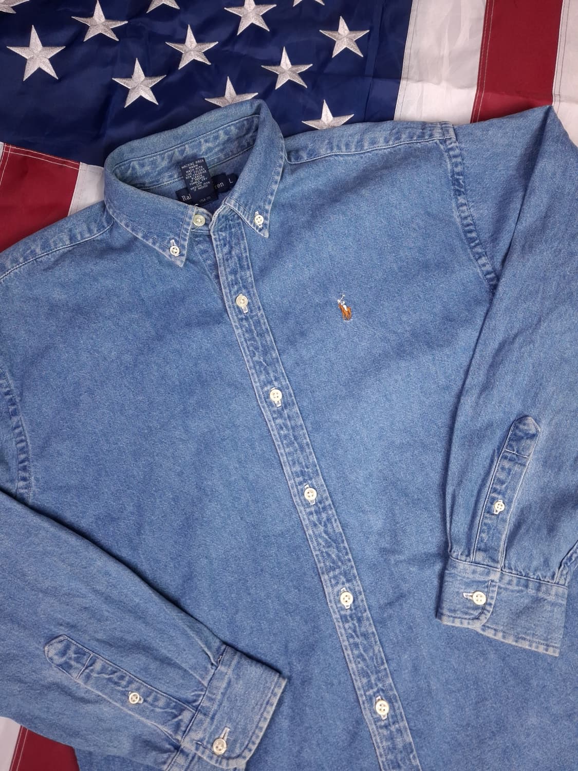 오리지날 90's 랄프로렌폴로 멀티포니 데님 셔츠 상품이미지3