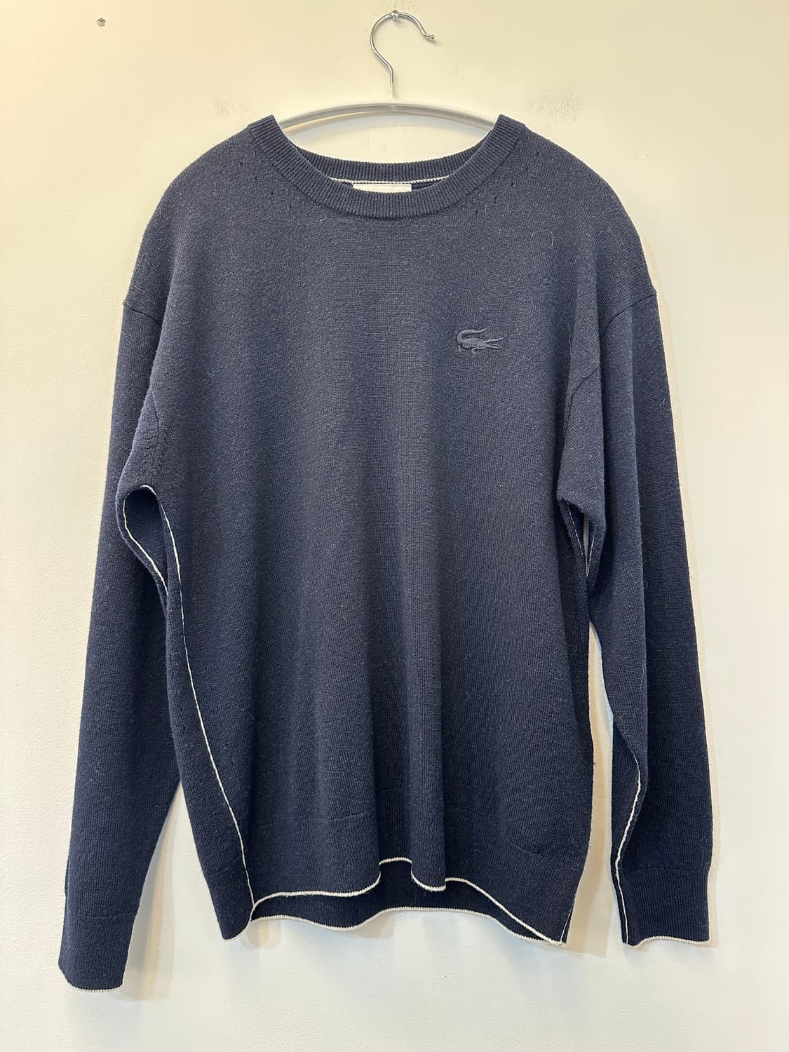 90) 라코스테 네이비 울100% 긴팔 니트티 상품이미지1