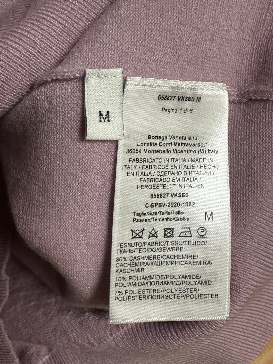 보테가 베네타 캐시미어 슬리브리스 니트 Lilac 상품이미지5