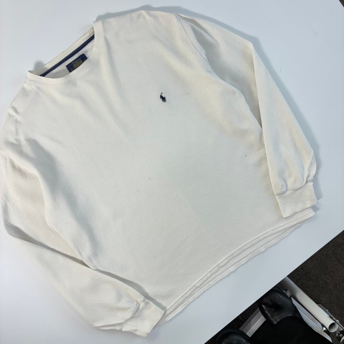 Polo 폴로 랄프로렌 화이트 와플 니트 슬리브 상품이미지2