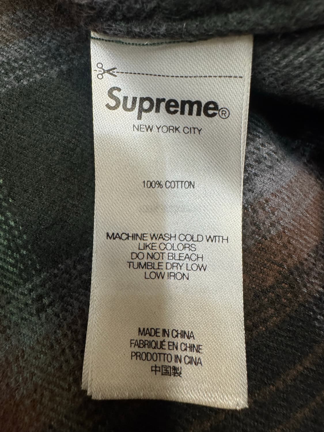 [M] 슈프림 쉐도우 플레이드 플란넬 집업 셔츠 그린 - 24SS 상품이미지7