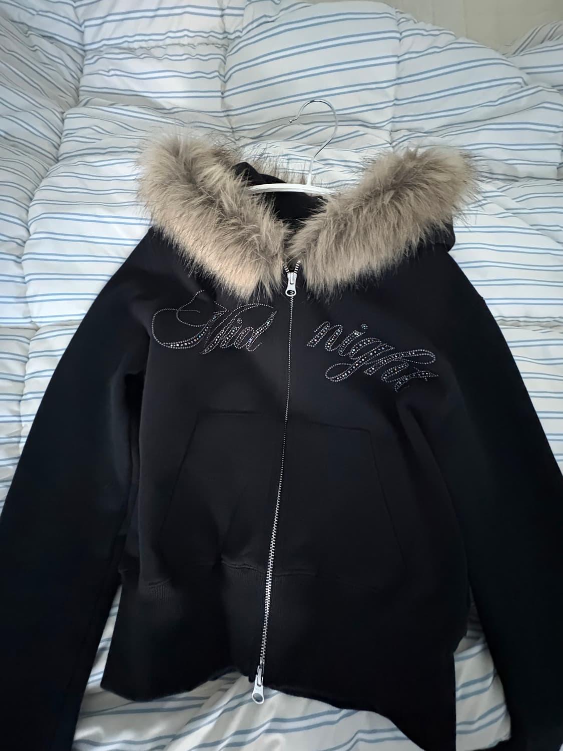 미드나잇무브 crop hair zip up (black) 상품이미지4