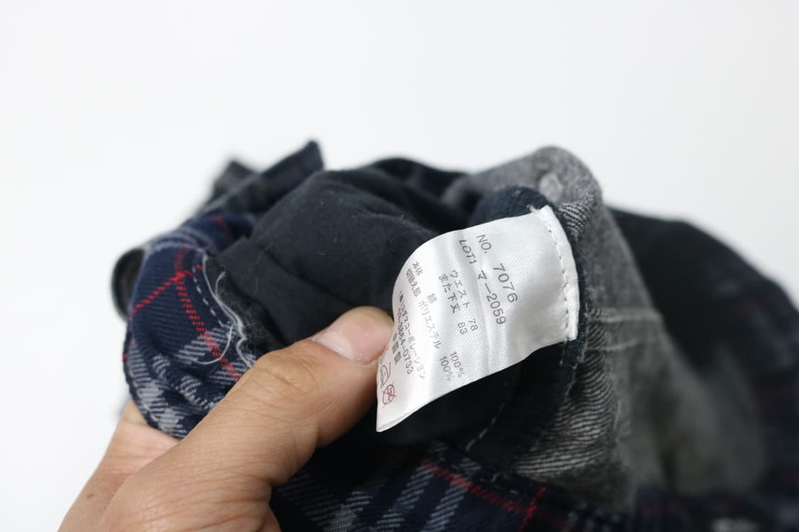 Wild Life 빈티지 스컬 버튼 체크 레이어드 디테일 데님 팬츠 상품이미지10