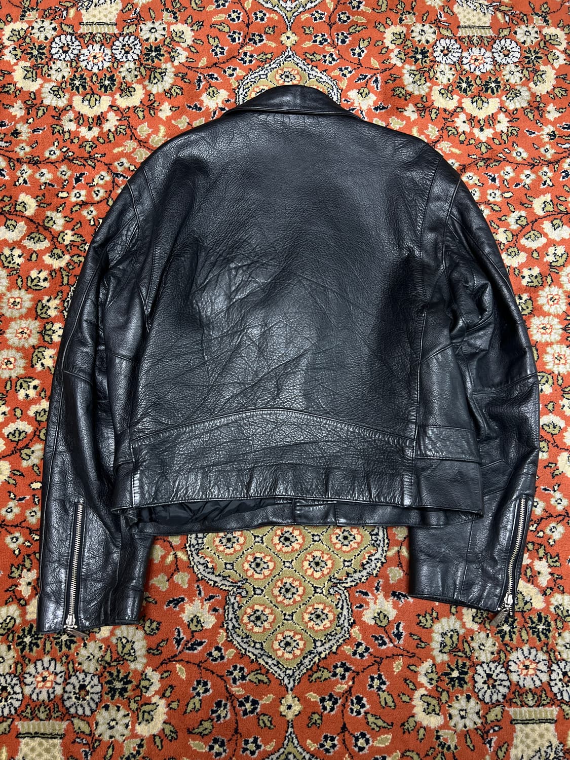 [XL] 90s 빈티지 안전지대 staff 소가죽 더블 라이더 자켓 상품이미지3