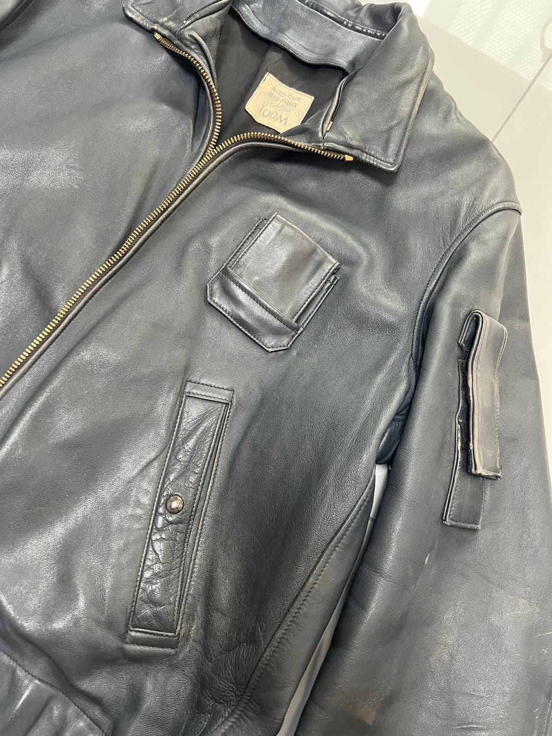 80s 프랑스 공군 파일럿 레더 자켓 오리지널 상품이미지4