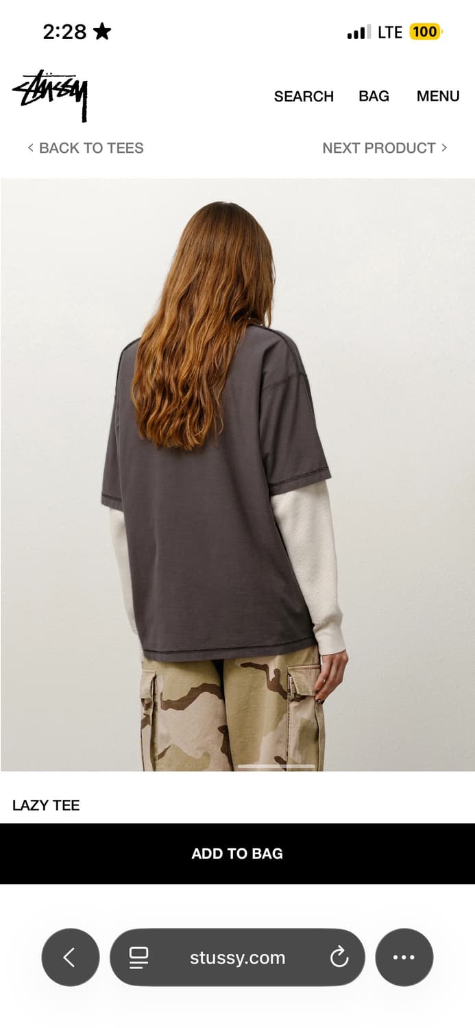 STUSSY LAZY TEE BLACK S 새상품 상품이미지7